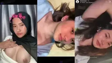 ABG Hijab Cakep Buka Jilbab Benerin Tetek poster